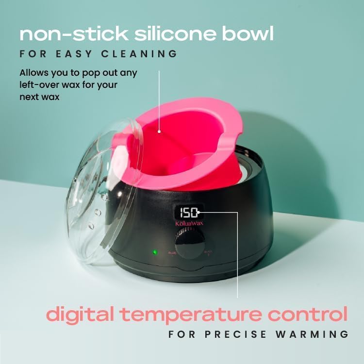 KoluaWax Premium Waxing Kit for Women - Hot Melt Wax Warmer for Hair Removal, Eyebrow, Bikini, Legs, Face, Brazilian Wax & More - Machine + 4-Pack Hard Wax Beads + Accessories, Black