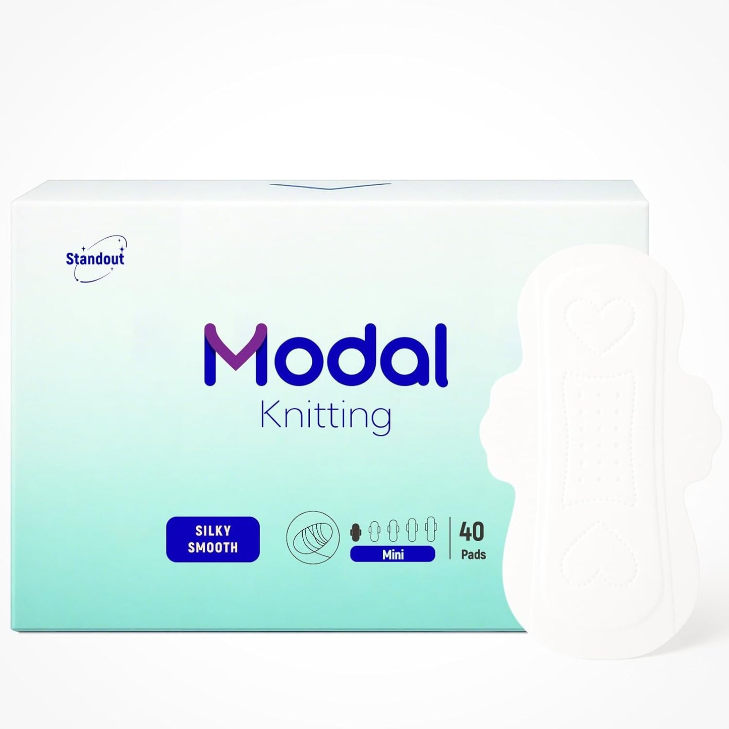 MODAL Panty Liners for Women, Unscented Sanitary Pads with Wings, Daily Thin Panty Liners, 7.5 Inch(190 mm), Mini, 40 Count