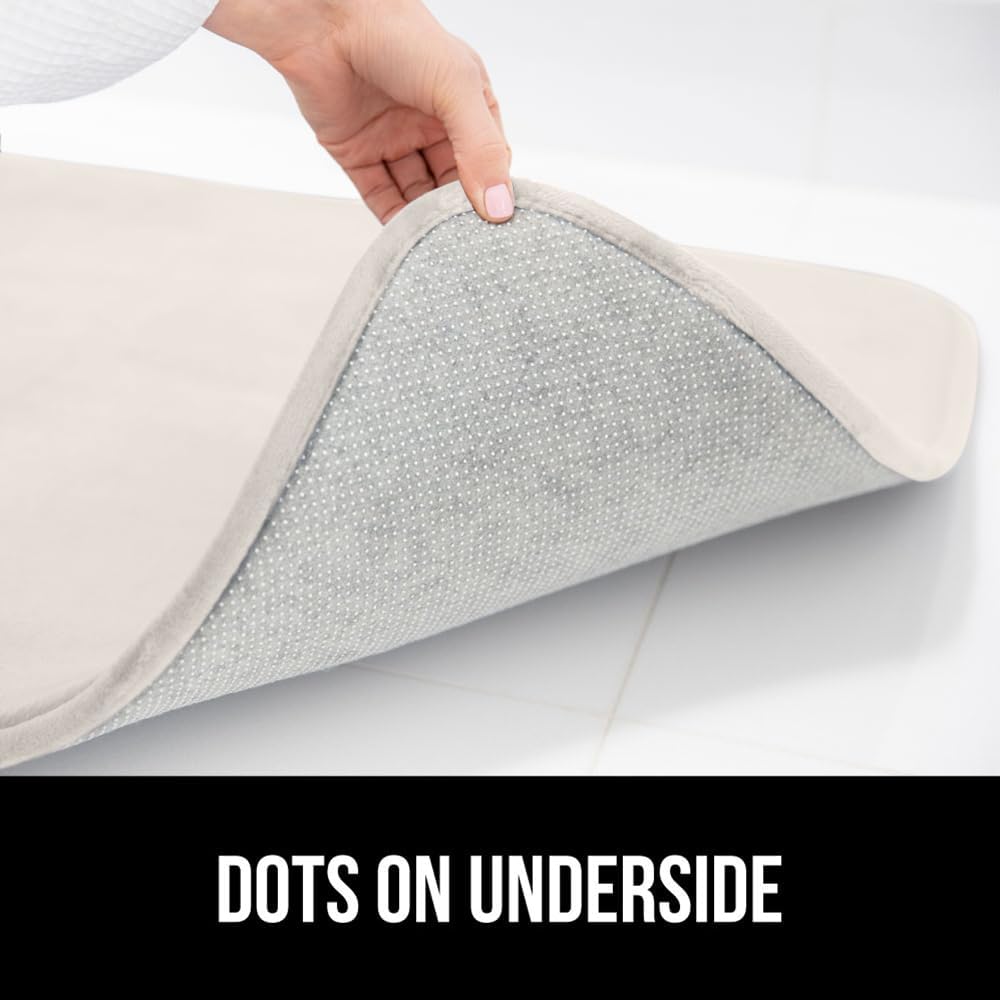 GORILLA GRIP Thick Memory Foam Toilet Rug for Bathroom, Square Shaped Washable, Soft Absorbent Velvet Topside Floor Mats, Machine Wash, Cushioned Luxury Rugs for Bath Room, 22.5x19.5, Cream