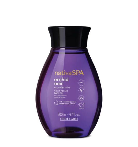 Nativa SPA by O Boticário, Orchid Noir Body Oil, Scented Moisturizer, Enriched with Purified Quinoa Drops to Boost Hydration, 6.8 Ounce (200ml)