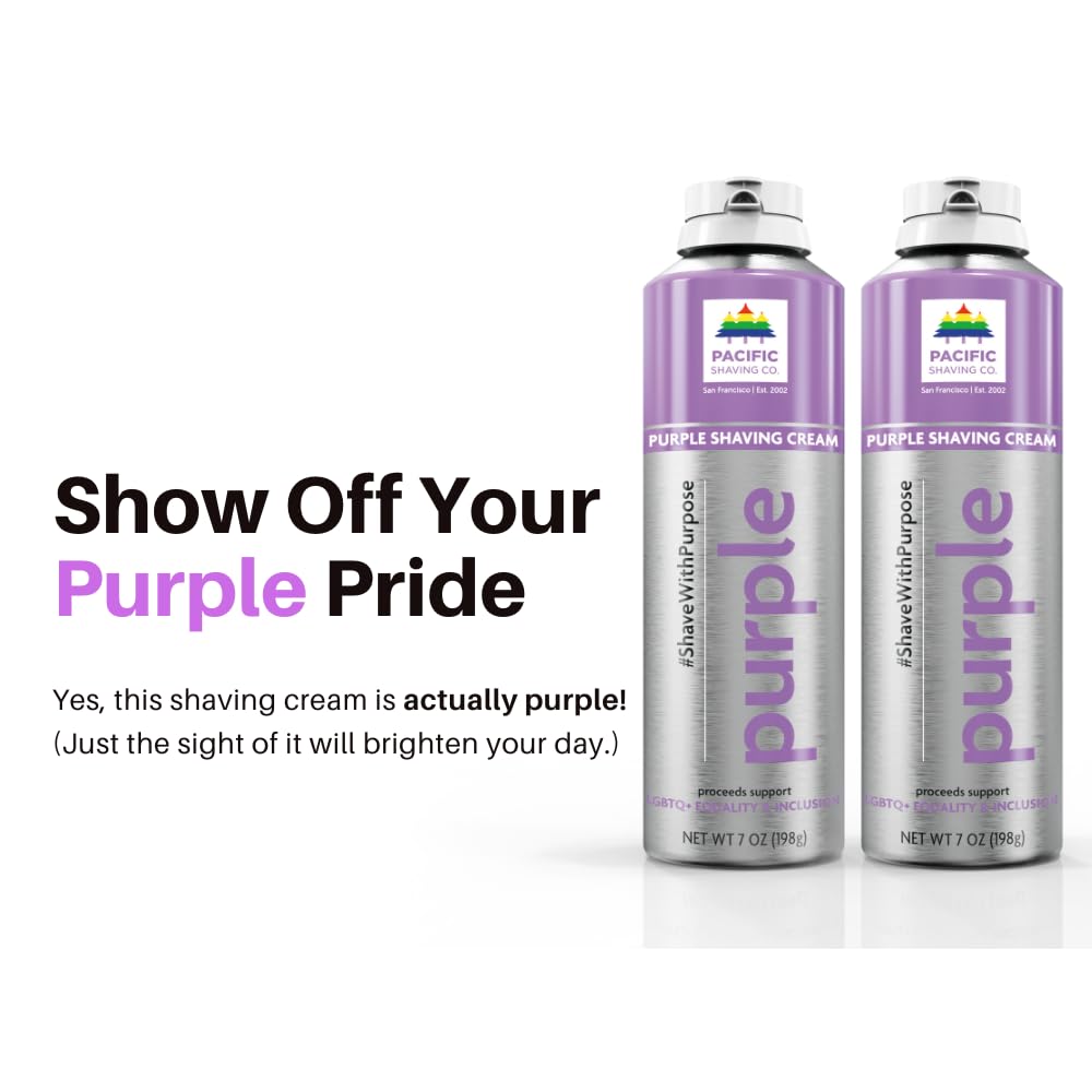 Pacific Shaving Company Purple Shaving Cream - Foaming Colorful Shaving Cream - Hydrating, Redness Reducing + Irritation Free Shave Cream (7 Oz)