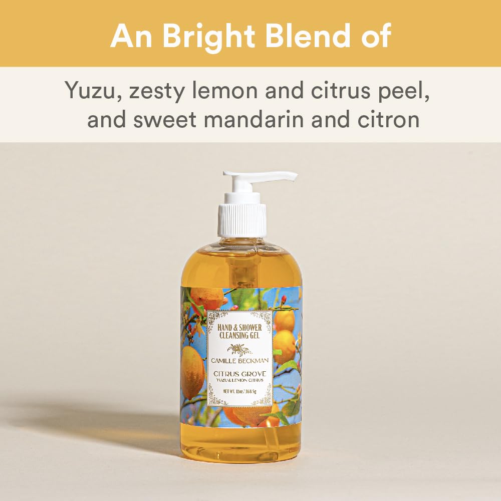 Camille Beckman Hand and Shower Cleansing Gel, Citrus Grove, 13 Ounce