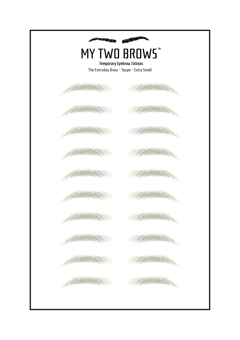 (10 pairs) Taupe Temporary Eyebrow Tattoo - Extra Small Size - Waterproof & Smudgeproof - Everyday Brow Style Eyebrow Stickers - Sheet Lasts up to 30 Days - Won't Work on Existing Brows