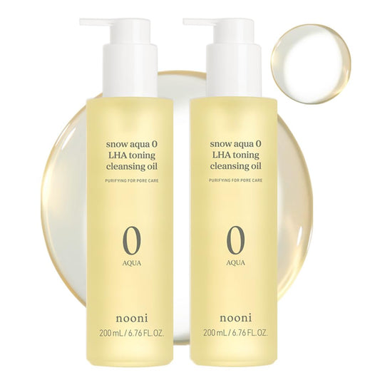 NOONI Facial Cleanser - Snow Aqua 0 LHA Toning Cleansing Oil *2ea | Makeup Blackhead Remover, Pore Control, Glass Skin, Help Control Sebum, Revitalizing, Mother's Day, 6.76 Fl Oz x 2