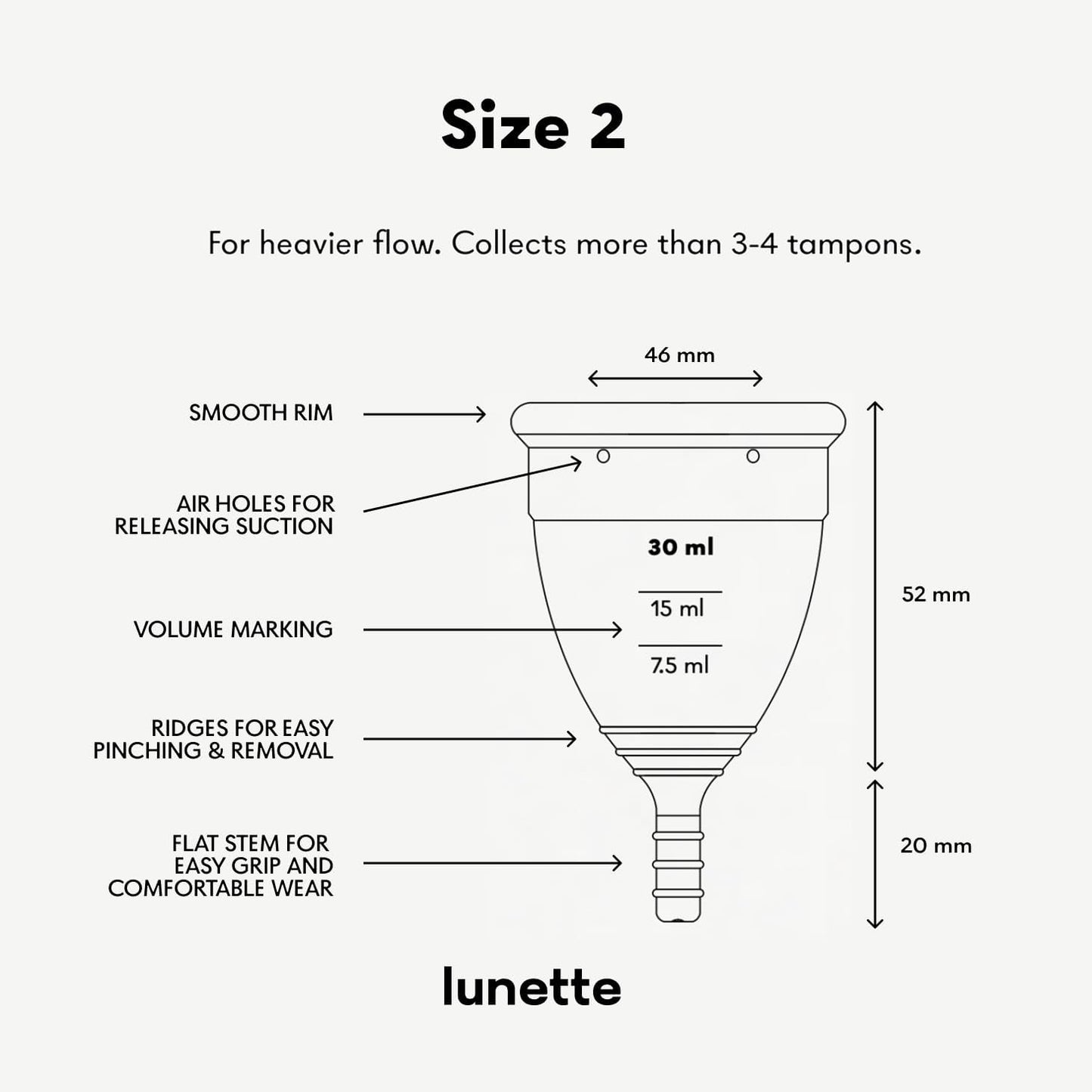 Lunette Menstrual Cup – Best Reusable Period Cup – Wear for 12 Hours and Reuse up to 10 Years, Blue Size 2 for Moderate to Heavy Flow