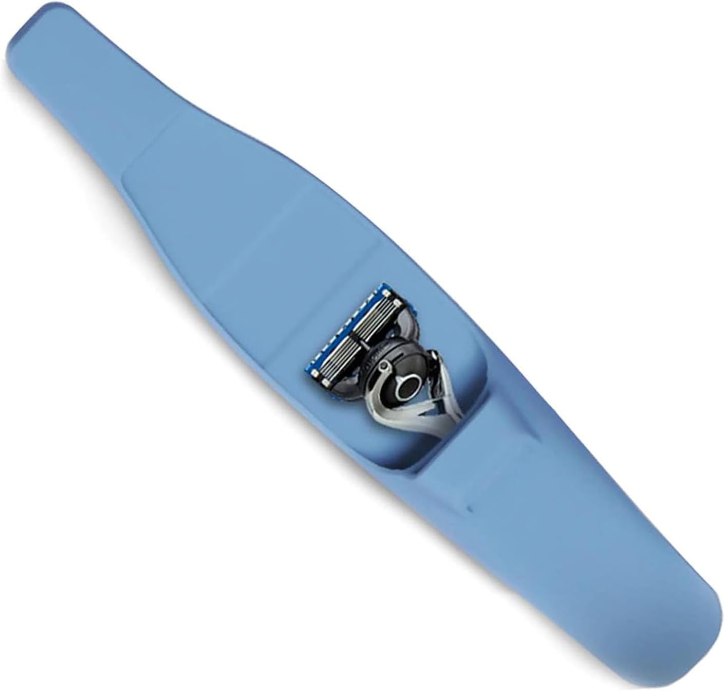 LinMei Silicone Razor Travel Case Compatible with Gillette, Parker, Merkur Razor (Blue+Cleaning Brush)