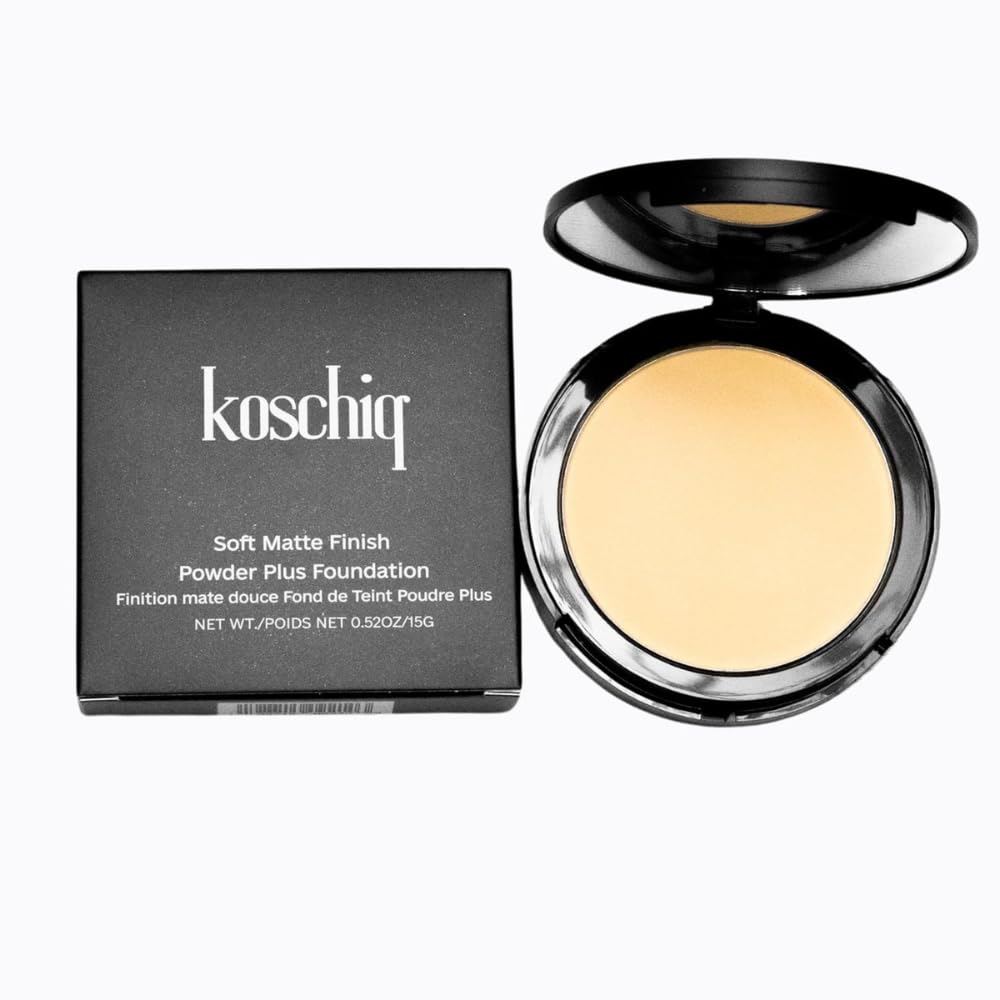 Koschiq Soft Matte Powder + Foundation – 2-in-1 Compact with Oil Control & Blurring Effect | 24hrs stay Longwear, Buildable Matte Finish | k-38. Light with warm olive undertone)