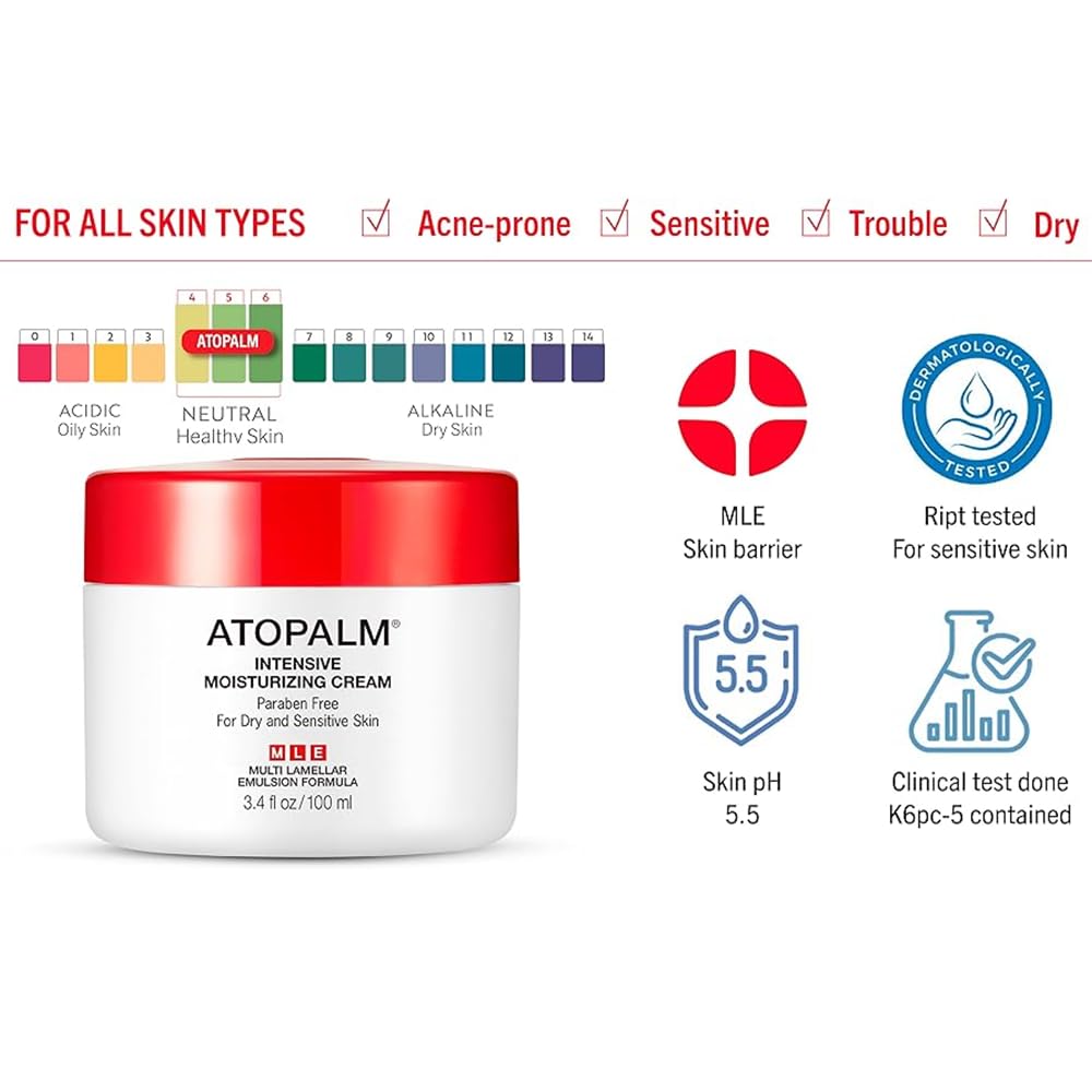 ATOPALM | Intensive Moisturizing Cream | Face & Body Moisturizer | For Dry & Sensitive Skin | Paraben-Free Lotion | Replenishes Hydration | Skin Barrier Repair | Korean Skin Care | 3.4 fl oz (100ml)