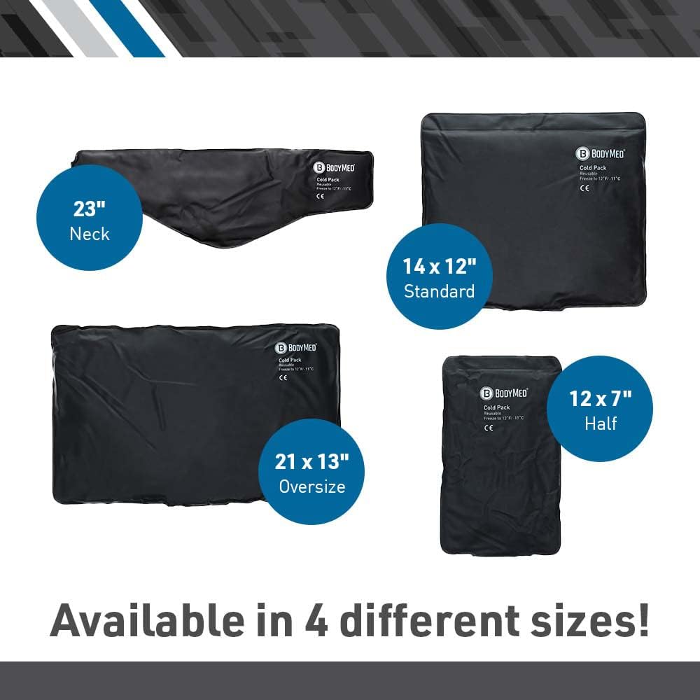 BodyMed Heavy Duty Reusable Urethane Ice Pack for Knee, Arm, Elbow, Shoulder, Back - Professional Grade Cold Therapy for Injuries, Aches, Swelling, Bruises, Sprains - 14 in. x 12 in. (Standard)