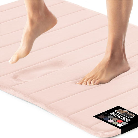 GORILLA GRIP Memory Foam Bath Mat, Soft Absorbent US Designed Bathroom Rug, Gripping Dots Machine Washable Bathmat, Cushioned Floor Mats, Shower Sink Rugs Room Décor Accessories, 30x20 Pink