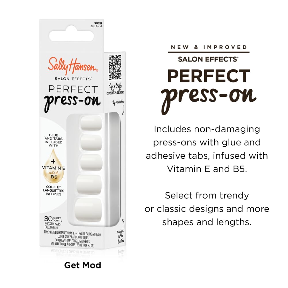 Sally Hansen Instant Cuticle Remover & Salon Effects Perfect Press-On Nails, Get Mod Design, 30 Options