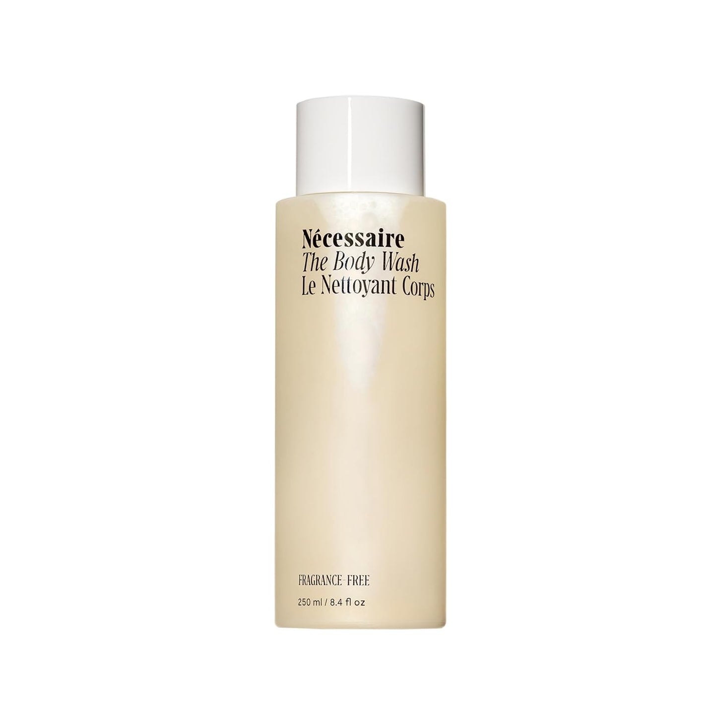 Nécessaire The Body Wash. Fragrance-Free. Multi-Vitamin Gel Cleanser. Nourish, Soften. Hypoallergenic. Dermatologist-Tested. No SLS/SLES. 250 ml / 8.4 fl oz