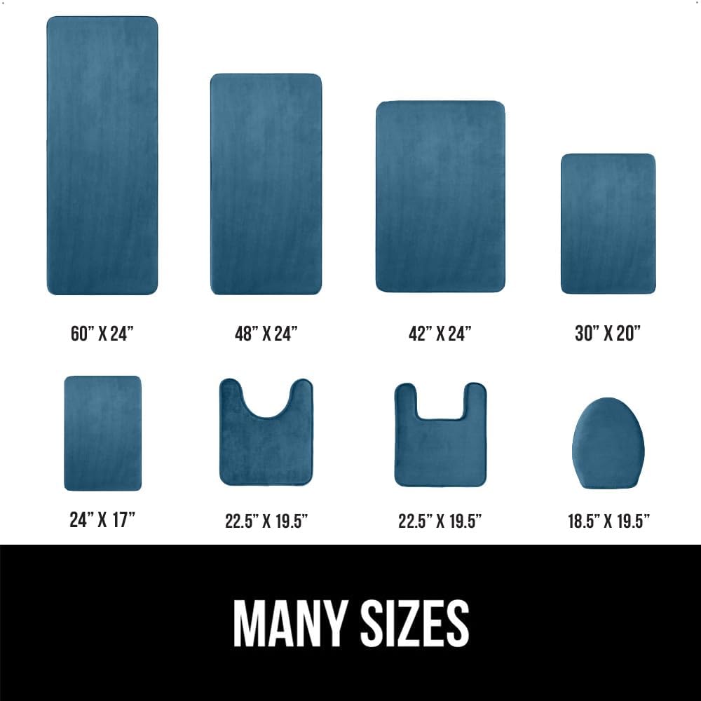 GORILLA GRIP Memory Foam Bath Mat, Soft Absorbent Velvet Bathroom Mats, Durable Dots on Underside, Machine Washable Bathmat, Carpet Rug Room Decor for Shower Tub Floor RV, 30x20 Rugs, Blue