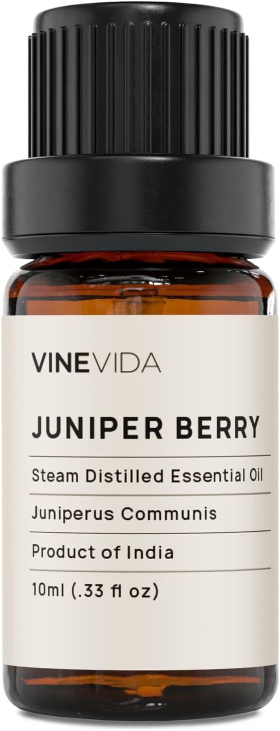 VINEVIDA Juniper Berry Essential Oil 10 mL - Undiluted Candle Scent DIY Scents for Candlemaking Soap Making Safe Skin,4OZV-OBP-JUN-IND-10ML