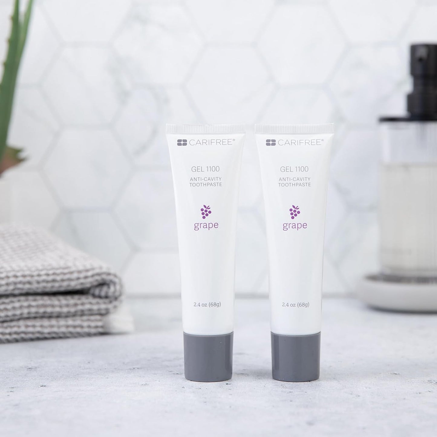 CariFree Gel 1100, Grape Flavored, Anti-Cavity Fluoride Toothpaste with Nano Hydroxyapatite for pH Neutralization, Enamel Protection, Dentist Recommended, Made in The USA (2.4 Ounce, Pack of 2)