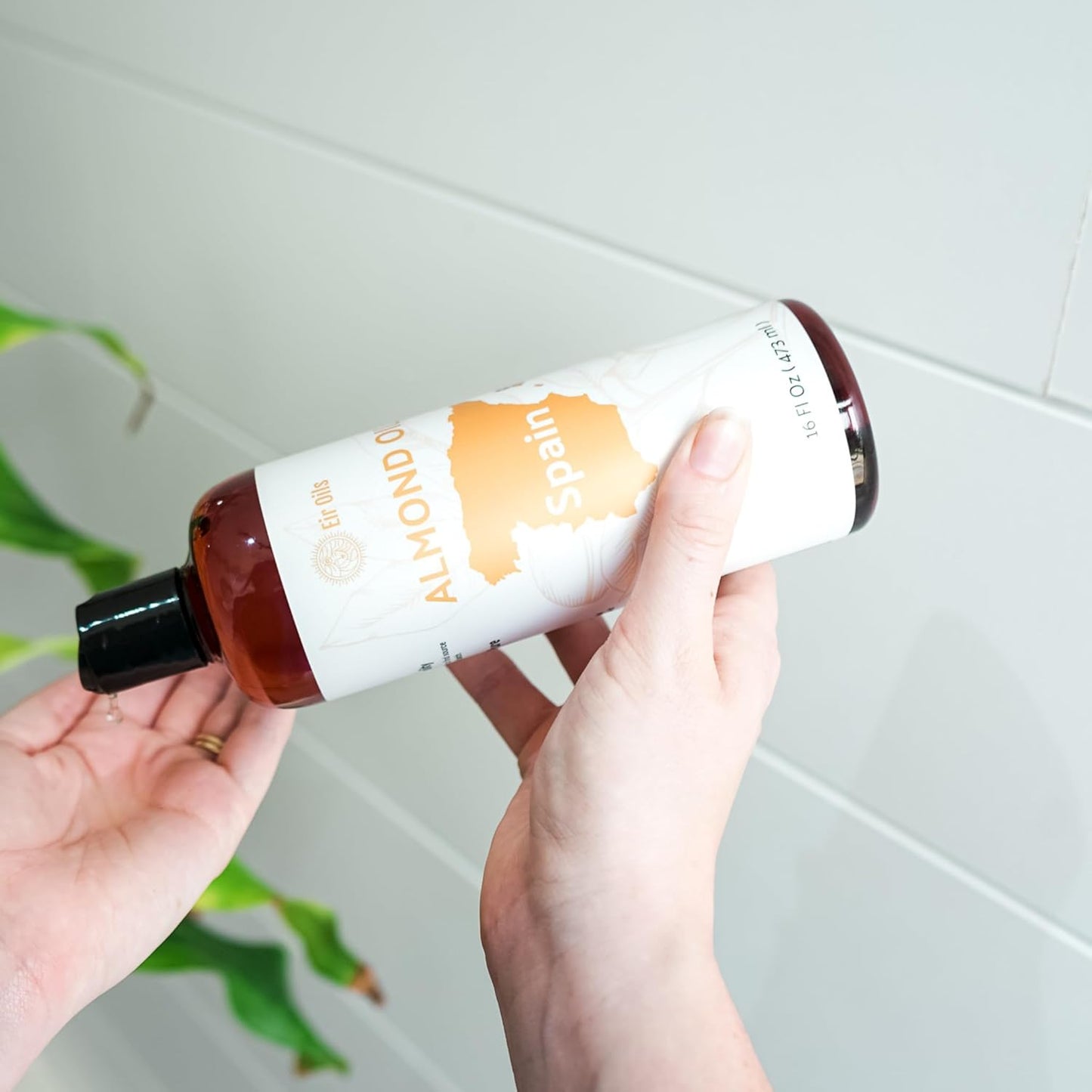 Sweet Almond Oil (16 oz) - for Skin and Hair - Carrier Oil for Essential Oils Mixing - From EIR Oils' Farm in Mallorca, Spain - 1 Pack