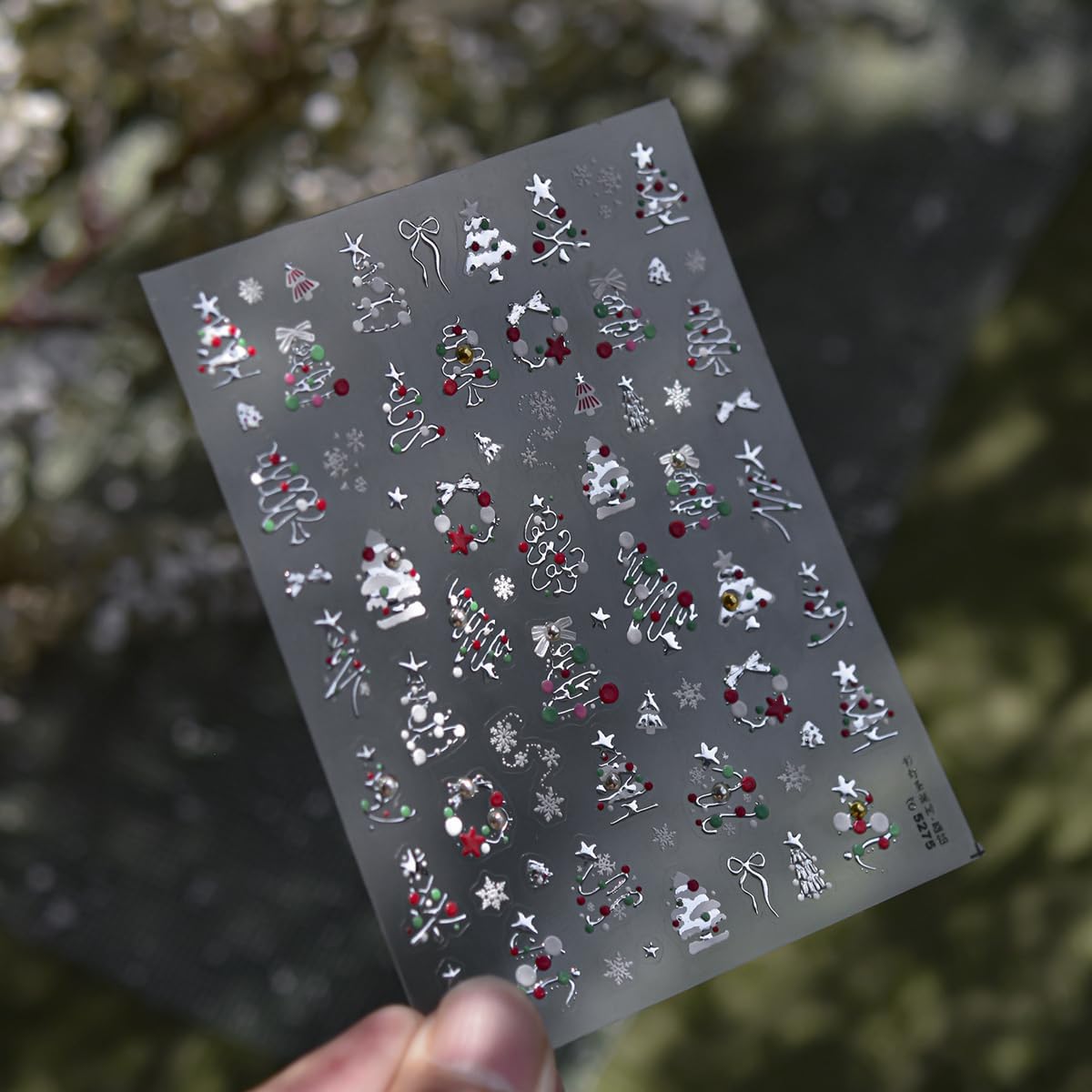 Christmas Nail Art Stickers 5D Embossed Christmas Tree with Colored Lights Designs Nail Stickers Wreath Bowknot Snowflake Nail Decals for Women Girls Winter Holiday Manicure DIY Nail Supplies 1 Sheet