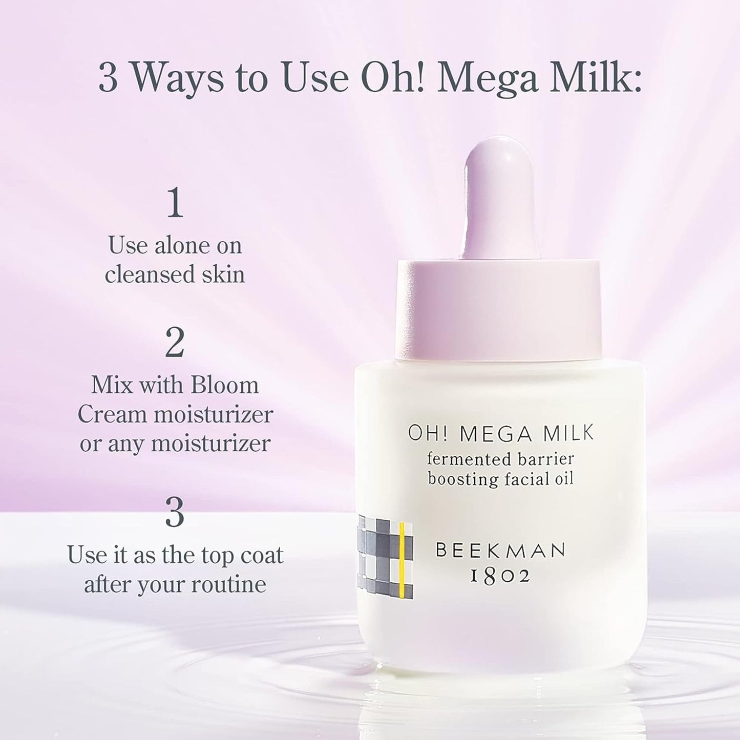Beekman 1802 Oh Mega Milk Facial Oil - Hydrating Vitamin C & Niacinamide Serum - Repairs Skin Barrier - For Dry/Aging Skin - Fragrance Free & Sensitive Safe