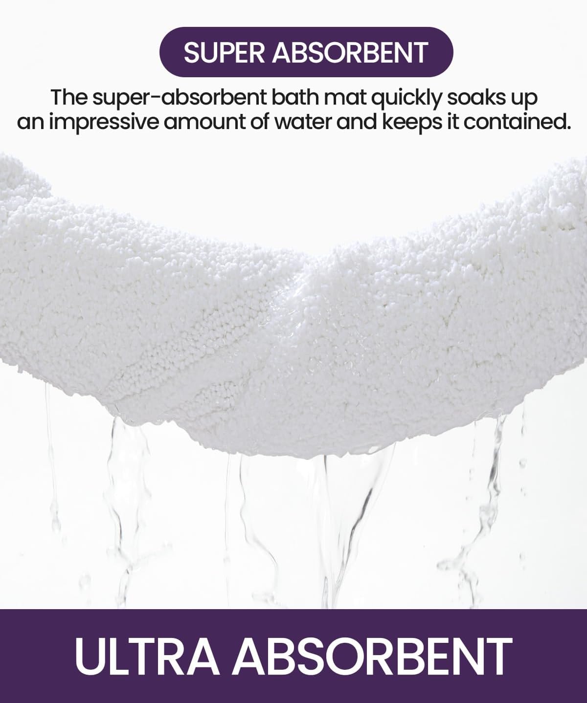 DEXI Bathroom Rugs 32x20, Washable Non Slip Bath Mat for Shower Floor, Absorbent Quick Dry Bathmat with Rubber Backing, Ultra Soft Plush Carpet for Tub, White