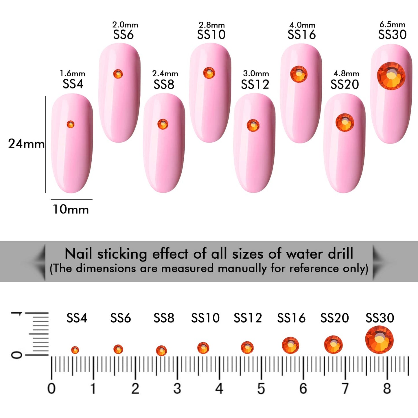 3000Pcs Orange Crystal Rhinestones,Glass Flatback Rhinestones Gemstones Mini for Nail Face Makeup Art Crafts Clothes Decoration - (SS6,2.0mm,Orange)