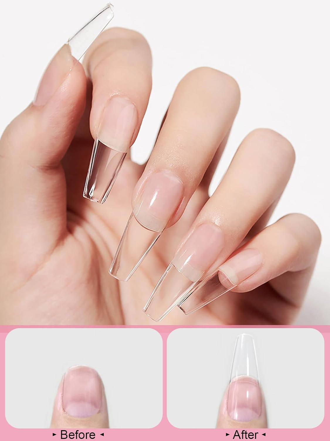 EBANKU 10.6oz Clear Acrylic Powder, Crystal Transparent Acrylic Nail Powder for Nail Extenstion, Nail Carving, Long-Lasting, No Lamp Needed, Professional Nail Powder for French Manicure