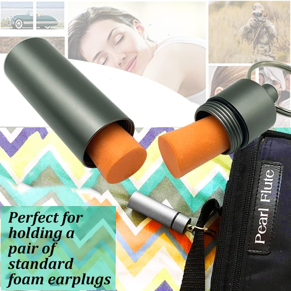 3 Packs Keychain Pill Holder, EFFIET Waterproof Pill Fob Case Box Outdoor Container for Emergency Medicine Drugs, Foam Earplug Storage Case with Ear Plugs (Matt Finished)