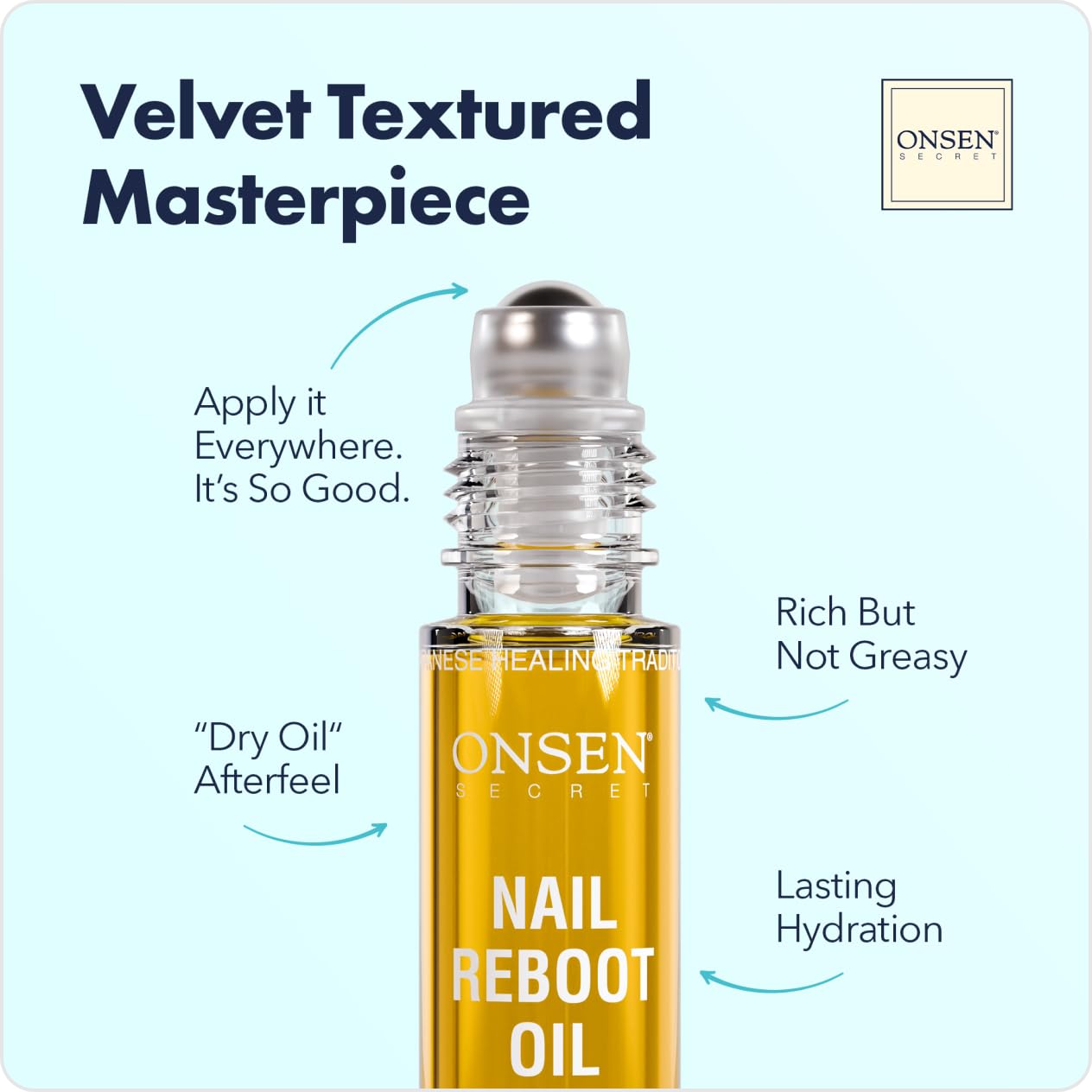 Onsen Secret Nail & Cuticle Repair Oil (10ml) - Dry Oil Formula - Japanese Tsubaki, Tea Tree & Jojoba - Strengthens Nails, Repairs Cuticles, Hydrates Skin & Hair - Natural & Vegan