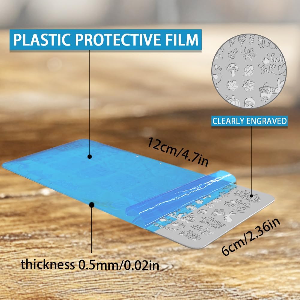 3Pcs Holiday Nail Stamping Plate Seasonal Nail Stamp Templates Nail Art Stamp Plates Easter St. Patrick's Day Christmas Halloween Image Plate Tools with Stamper Scraper for Manicure Printing