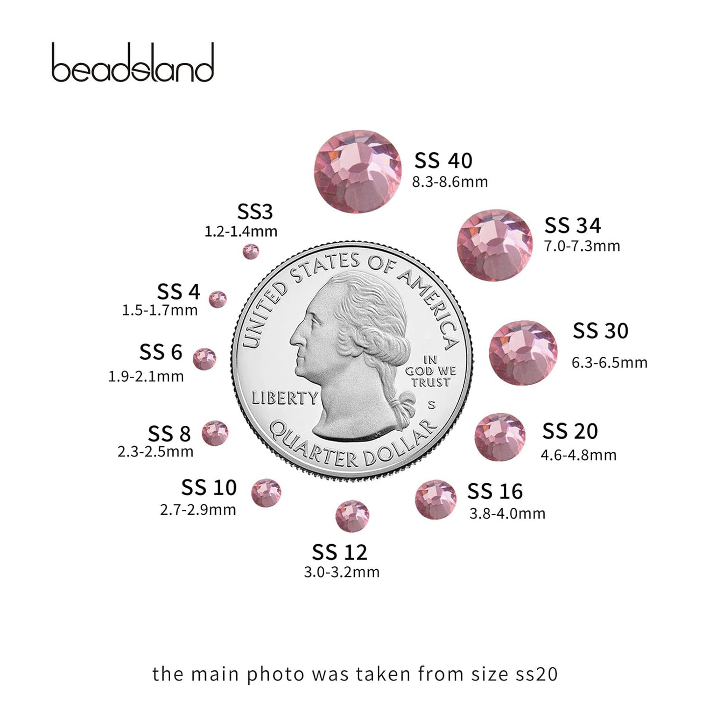 beadsland Flat Back Crystal Rhinestones Round Gems for Nail Art and Craft Glue Fix, Light Purple (2.3-2.5mm) SS8/1440pcs