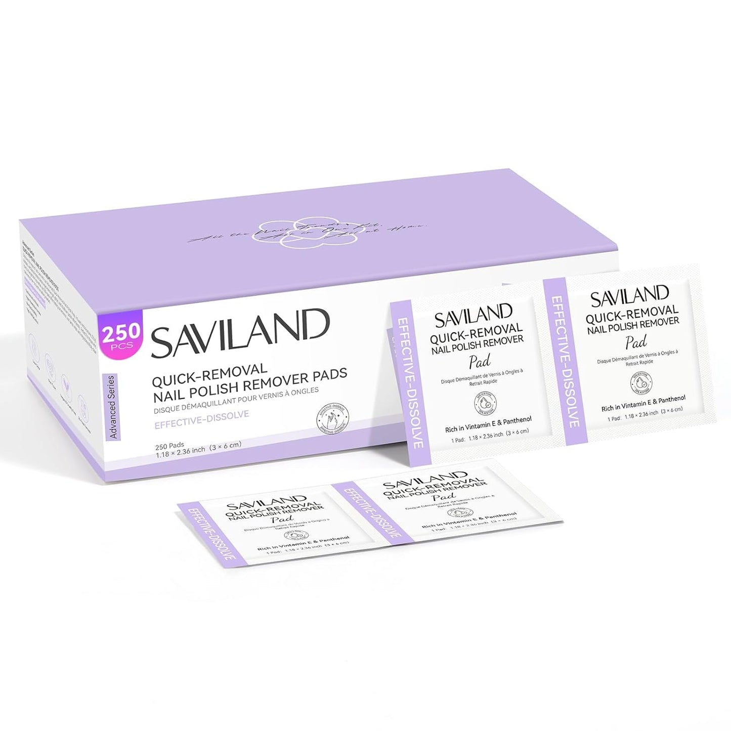 SAVILAND Advanced Gel Nail Polish Remover Pads: 250Pcs Gel Nail Polish Remover For Nails Quick Removal Travel-Friendly Soak Off Larger Wipes More Quantity For Salon Nail Supplies