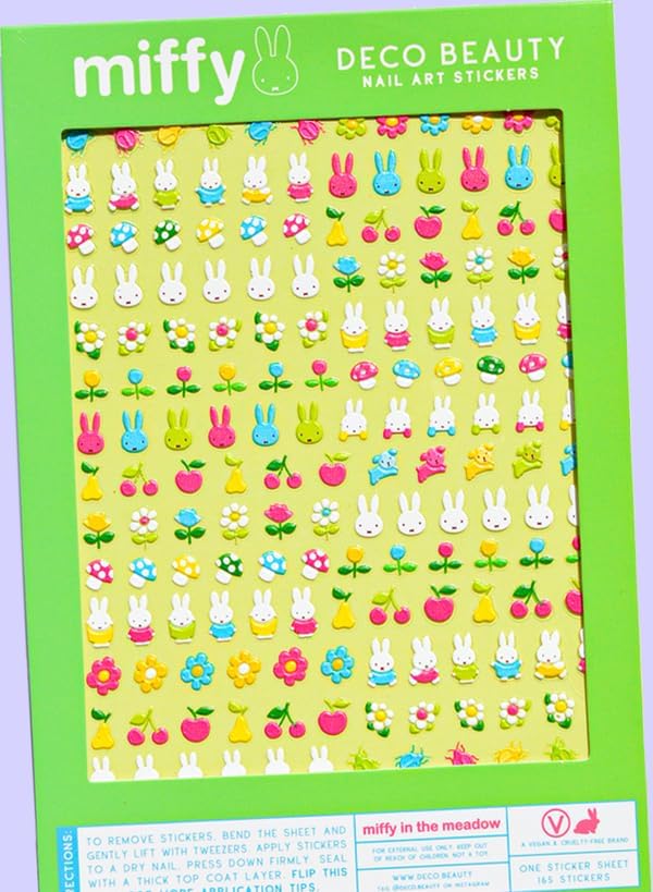 Miffy in The Meadow Nail Stickers - Lightweight & Easy-to-Apply Nail Art with Trendy Design - Durable & Long-Lasting Nail Stickers for Women, Ideal for DIY Manicures & Salon-Quality Nails