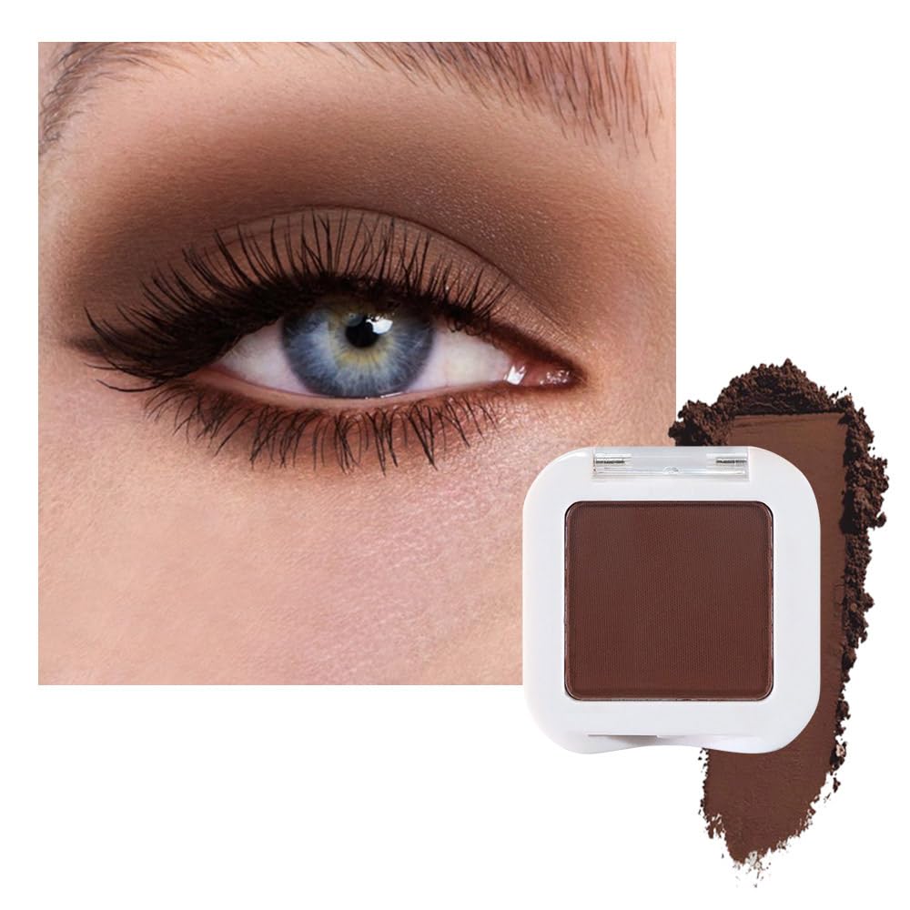 evpct Dark Brown Matte Eyeshadow Singles, Coffee Mocha Cocoa Chocolate Brown Cream Single Matte Eye Shadow Palette Makeup for Older Women, High Pigment Waterproof Monochrome Mini Eyeshadow Palette