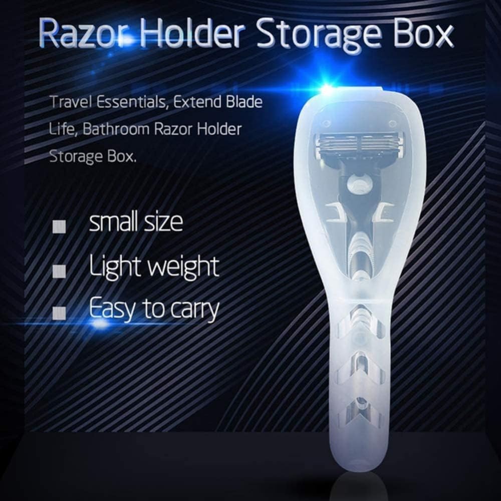 Portable Travel Razor Cover Case, Transparent Plastic Shaver Holder Protector Organizer, for Men's Manual Razors and Electric Shaver Accessories Razor Travel Case
