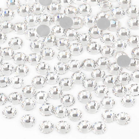 beadsland Flat Back Crystal Rhinestones Round Gems for Nail Art and Craft Glue Fix, Crystal (2.9-3.0mm) SS12/1440pcs