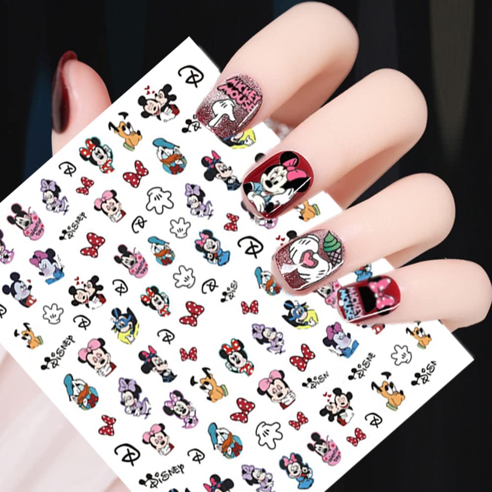 Kawaii Nail Art Stickers 8 Sheets Cute Nail Decals 3D Self Adhesive Mouse Anime Design Cartoon Nail Stickers for Women Girls DIY Cute Manicure Tips Decorations Supplies