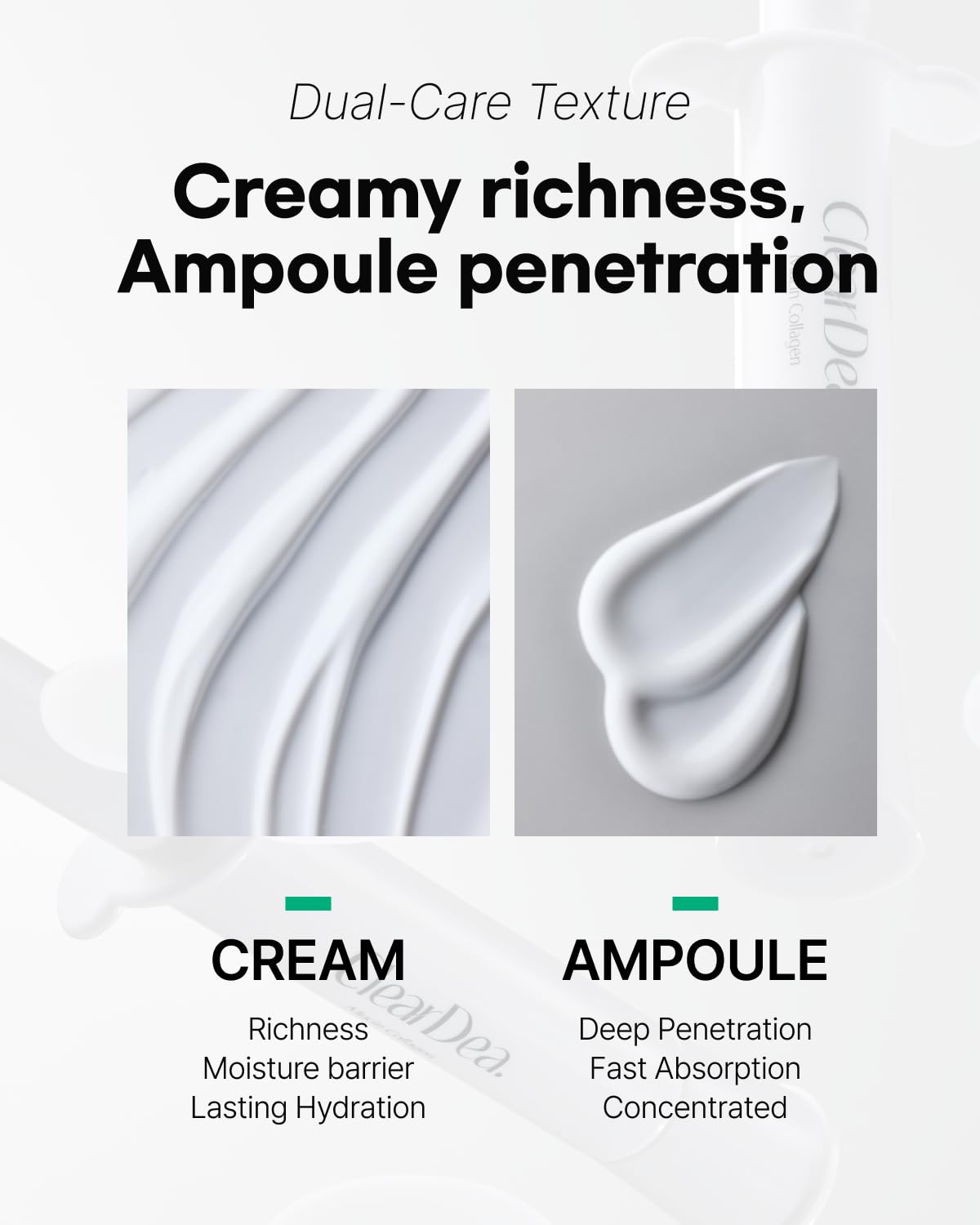 Mucin Collagen Voluming Ampoule Moisturizer Face Cream (Dual Collagen + Mucin Care) – Deep Hydrating Facial Skin Care for Women, 4ml x 5