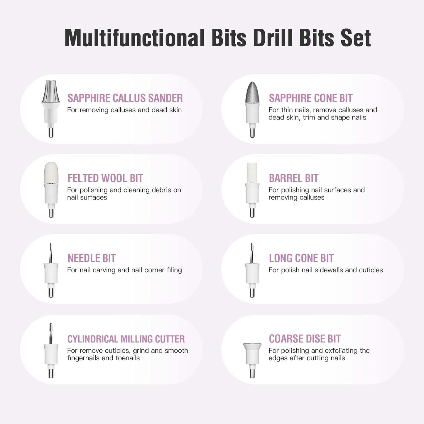 Callus Remover for Feet, Electric Foot Callus Remover - 8 Grinding Heads, 9 Speeds, Rechargeable Foot File - Professional Pedicure Tool for Hard Skin, Calluses & Cracked Feet