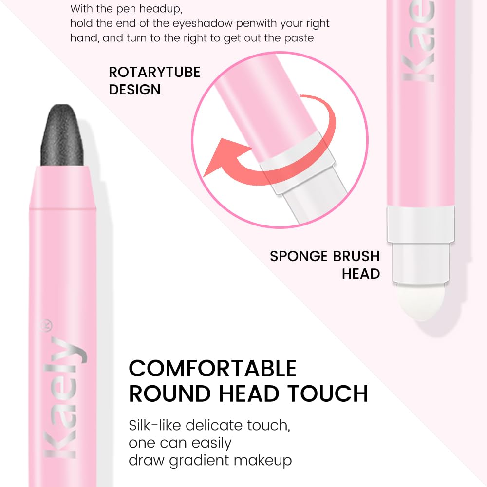 Kaely 2in1 Cream Eye Shadow Brightener Sticks for Eyes, Pencil Eyeshadow Applicator Stick Waterproof Pigmented, Eye Shadow Palette Highlighter Makeup, sombras para ojos, 03 Pearl Black Shimmer