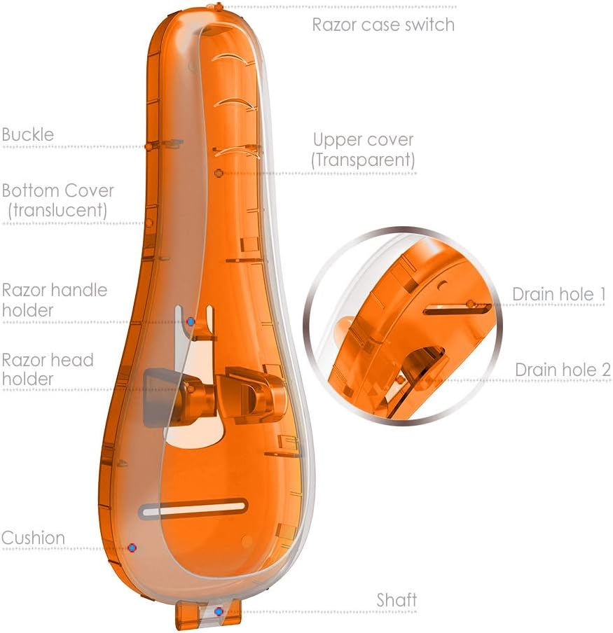 Razor Case Compatible with Gillette Proglide Fusion Men's Razor, Travel Protector Case with Carrying Bag - Orange