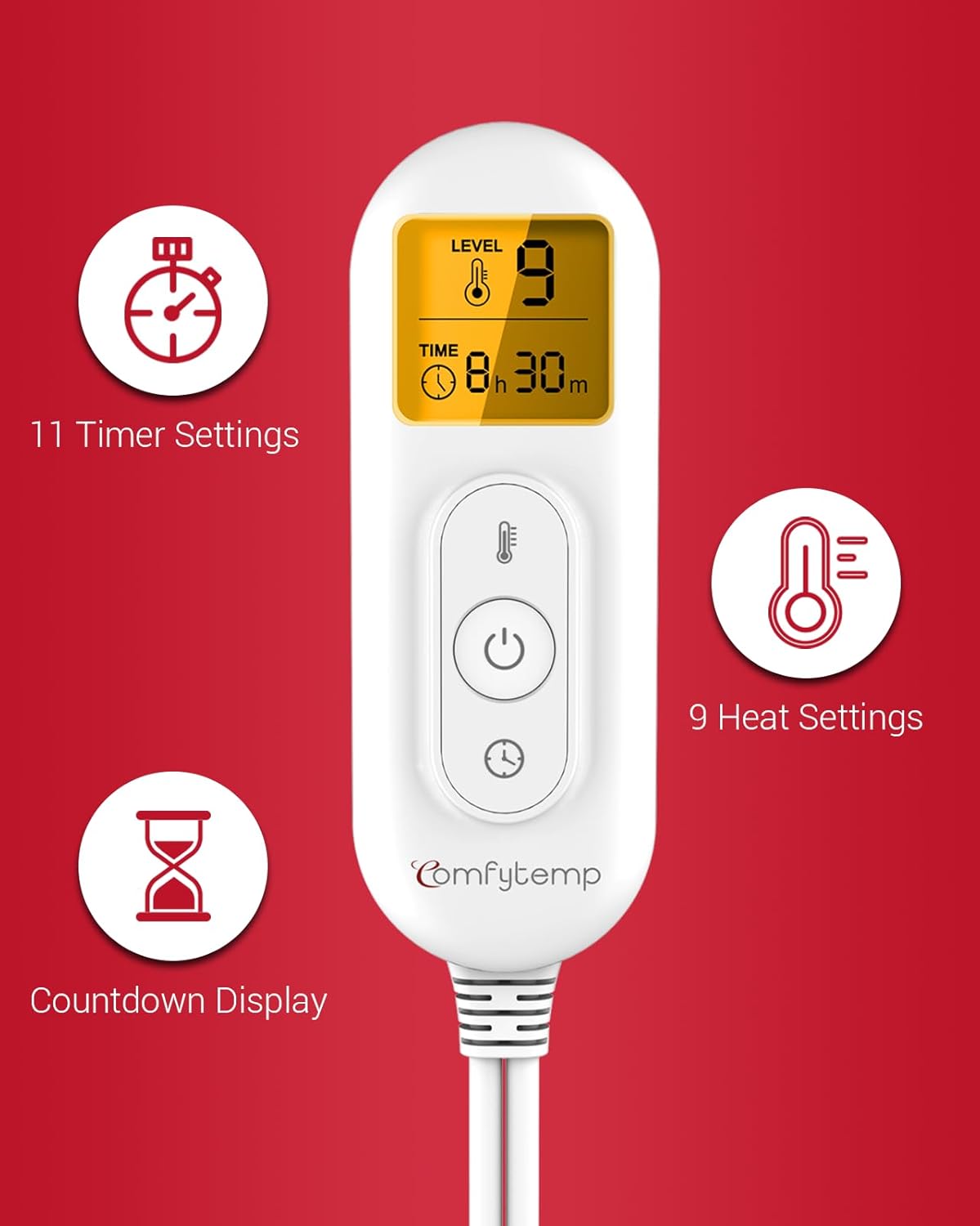 Heating Pad for Neck and Shoulders and Back, Comfytemp Weighted Electric Heat Pad for Pain Relief, 2.6lb Large Heated Wrap, 9 Heat Settings, 11 Auto-Off, Women Men Birthday Gifts Gray