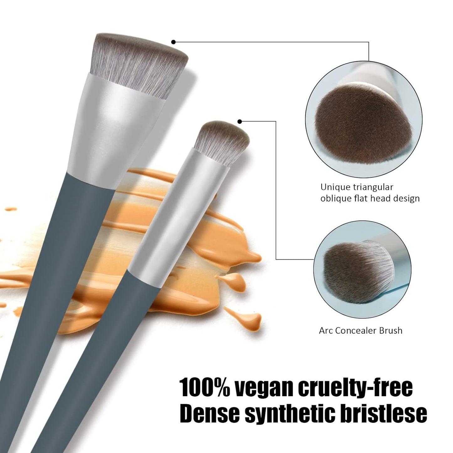 Foundation Makeup Brush Contour Concealer Large Powder Kabuki Perfect for Any Look Premium Luxe Plush Fibers Rounded Flawless Face Ideal for Liquid, Cream, Powder