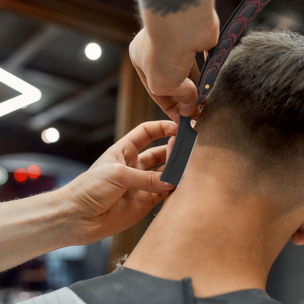 Straight razors for men,Straight Edge Barber Razor Premium Stainless Steel Shaver Razor with Shaving Strop for Men Home (NO.186-1)