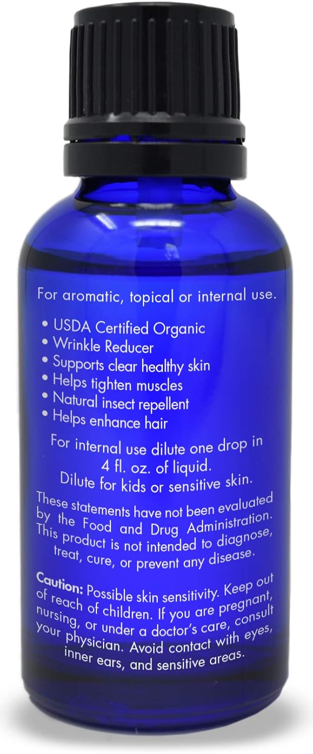 Organic, Geranium Essential Oil, Food Grade, for Skin – 100% Pure, Geranium Oil, by Zongle Therapeutics, 1 OZ