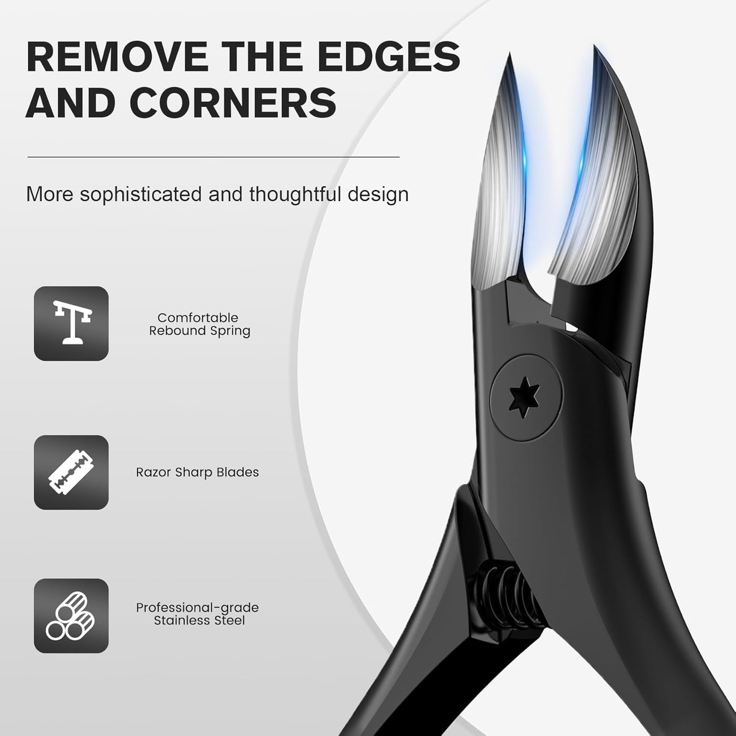 FERYES Podiatrist Toenail Clippers for Thick Nails – Curved Blade Scissors for Seniors, Ingrown Nail Trimming with Wide Jaw, Anti-Slip Handle, Premium Stainless Steel