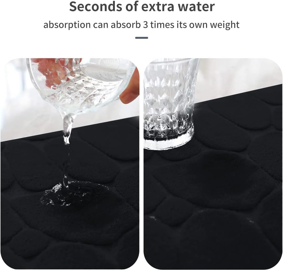 YIHOUSE Memory Foam Bath Mat Cobblestone Bathroom Rugs Super Water Absorbent Bath Mats for Bathroom Machine Washable Bath Rugs(24 x 36,Black)