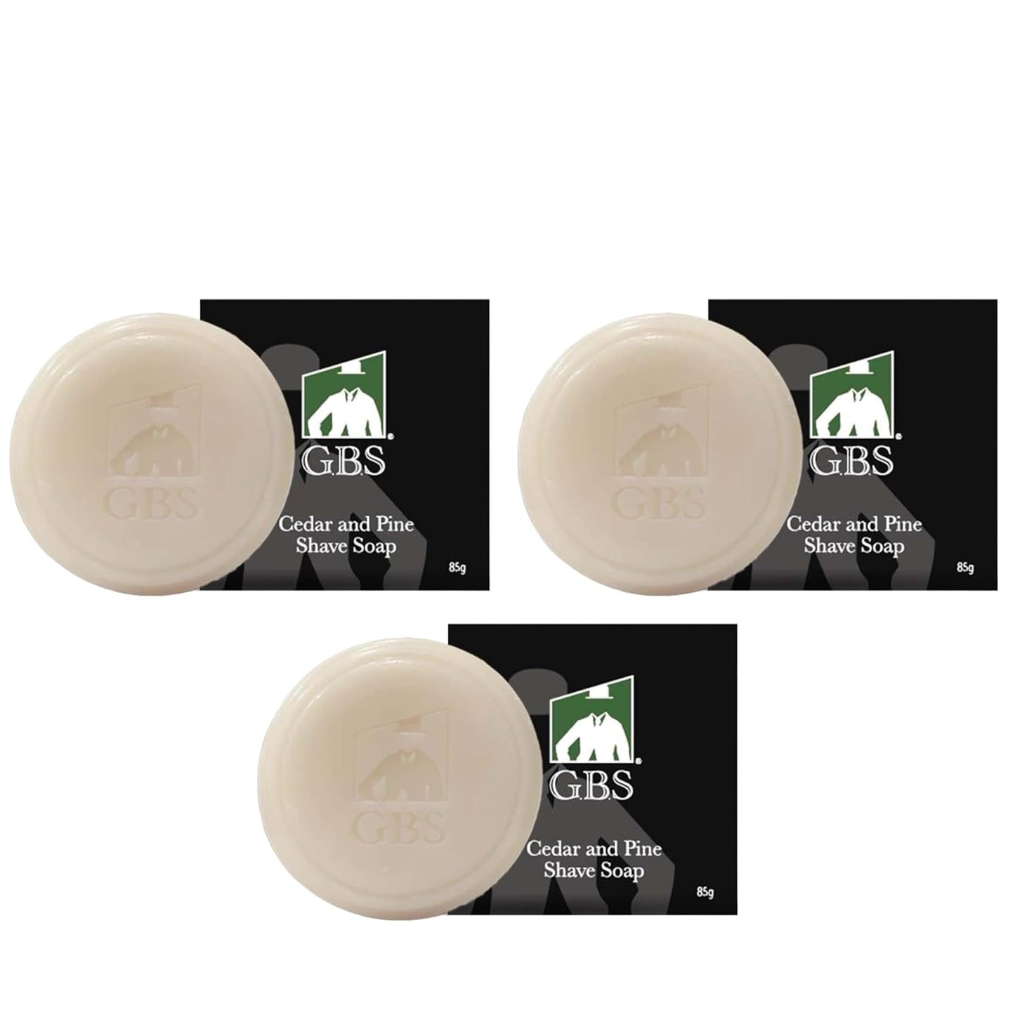 G.B.S Men's Cedar and Pine Shaving Soap with Shea Butter and Glycerin, Pack of 3 (3oz Each)