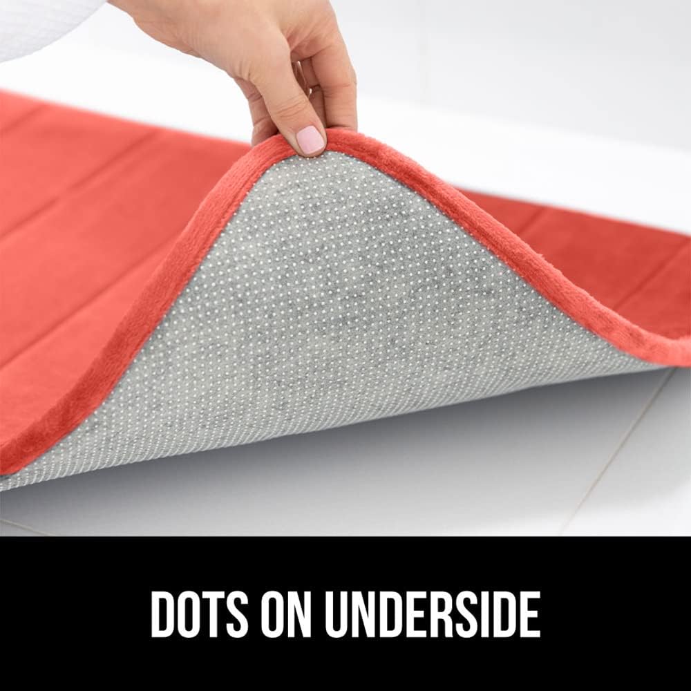 GORILLA GRIP Memory Foam Bath Mat, Soft Absorbent US Designed Bathroom Rug, Gripping Dots Machine Washable Bathmat, Cushioned Floor Mats, Shower Sink Rugs Room Décor Accessories, 30x20 Coral