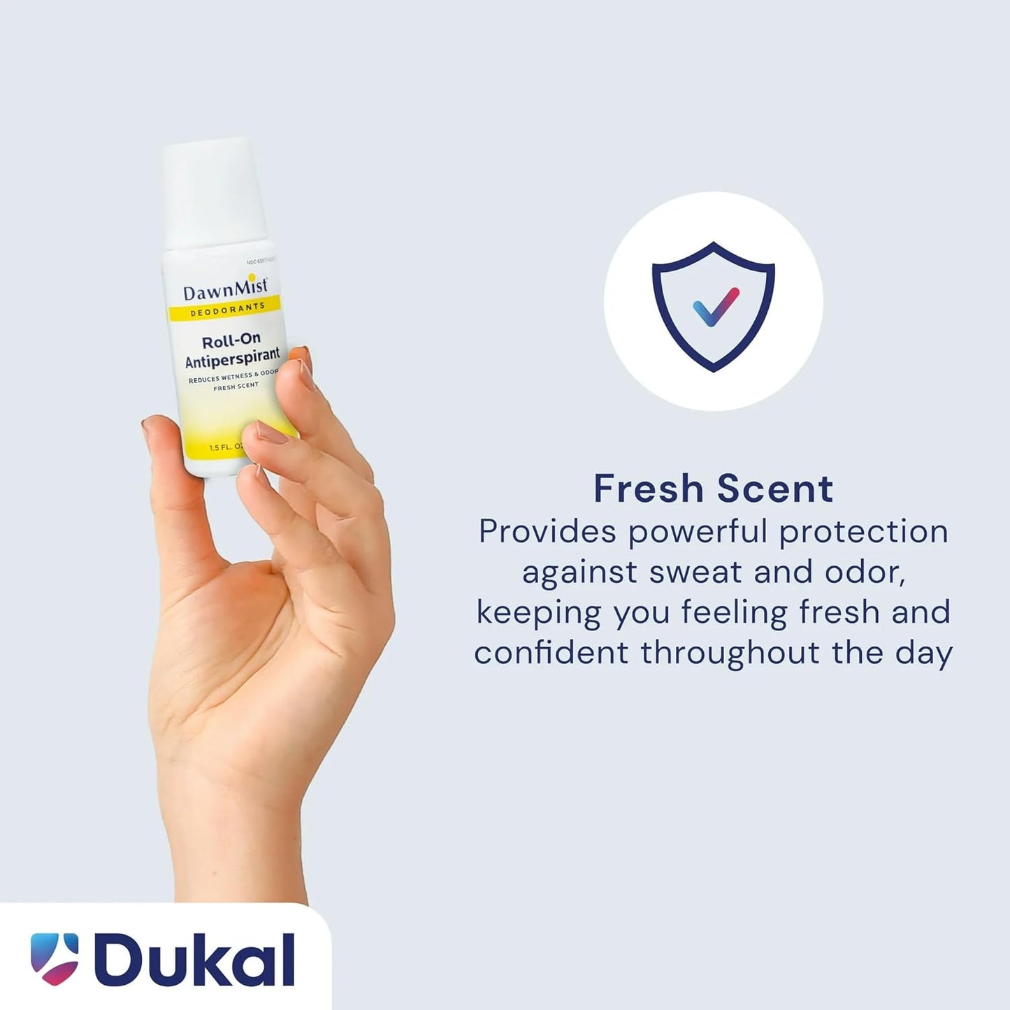 Dukal RD15 DawnMist Roll On Antiperspirant & Deodorant, Fresh Scent, Travel Size, 1.5oz, 3 pack