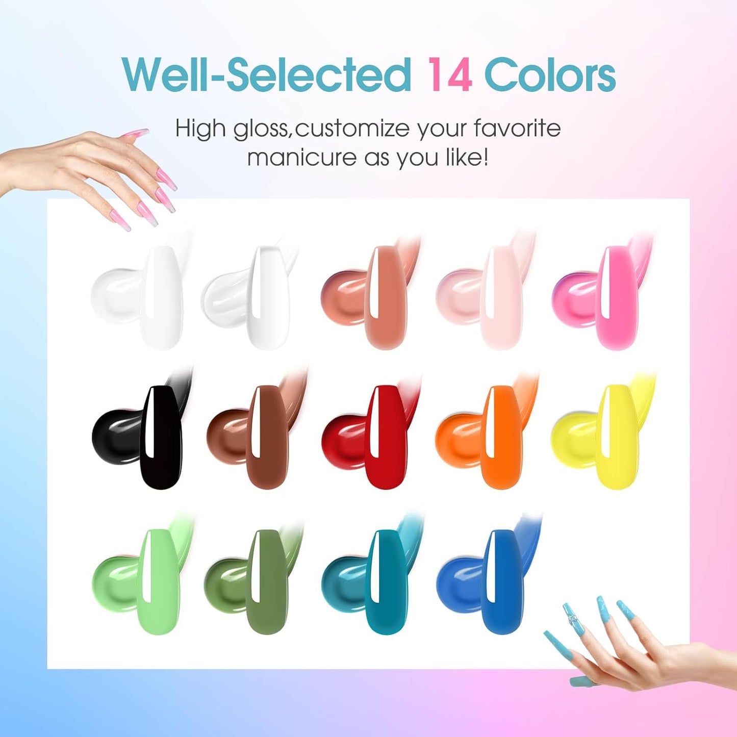 Poly Nail Gel Starter Kit -14 Colors + 75 Nail Art Accessories Kit, ROSALIND Neon Poly Extension Gel with Big UV Light 48W and Electric Nail Drill Starter Kit with Everything