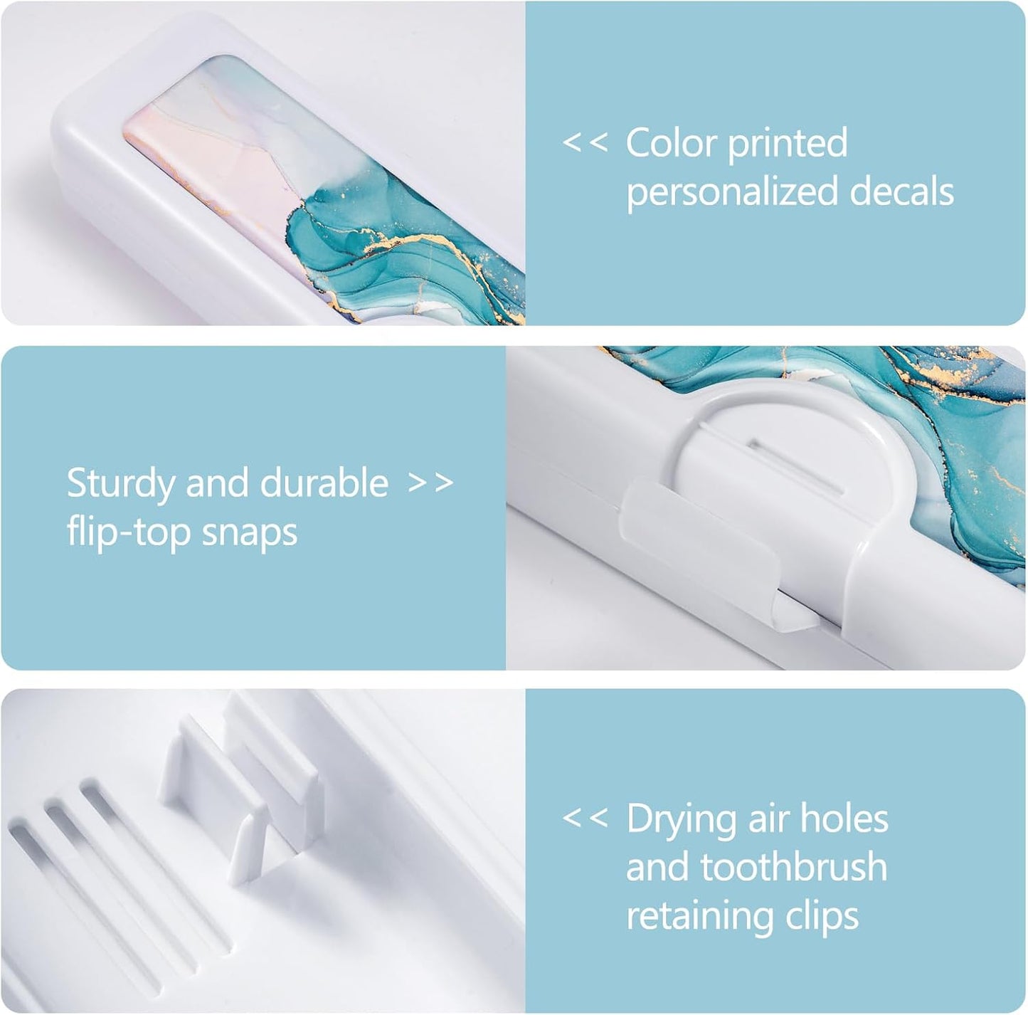 Toothbrush Travel Case - Colorful Pattern, Holder and Covers for Toothbrushes, Includes Tongue Scraper Case